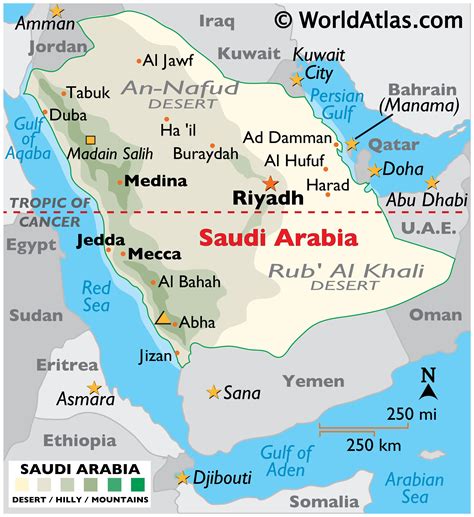 A map of Saudi Arabia showing its location on the world map
